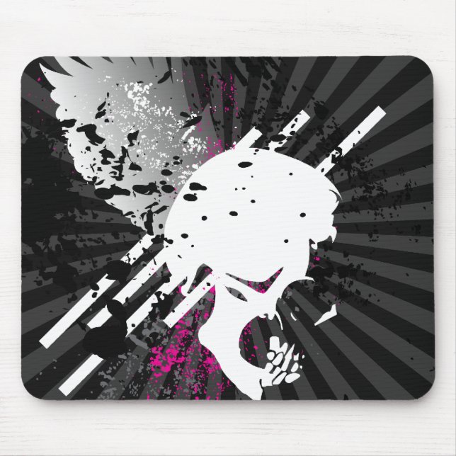Mousepad Skullz, na asa. (Frente)