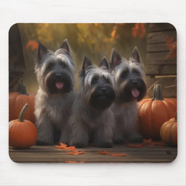Mousepad Skye Terrier Puppy Autumn Delight Pumpkin (Frente)