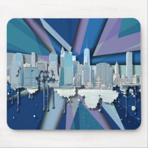 Mousepad Skyline 3D azul da Nova Iorque