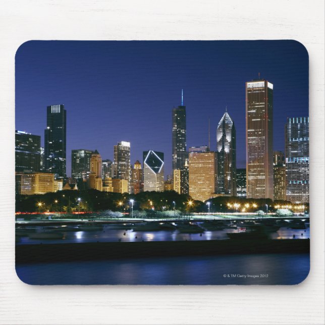 Mousepad Skyline Centro Chicago à noite (Frente)