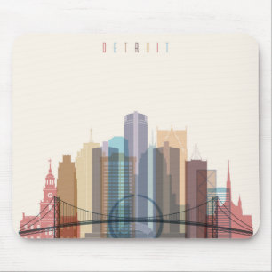 Mousepad Skyline da cidade de Detroit, Michigan  