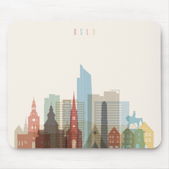 Mousepad Skyline da cidade de Oslo, Noruega | (Frente)