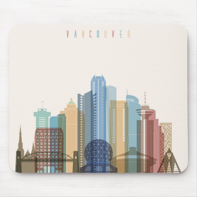 Mousepad Skyline da cidade de Vancôver, Canadá | (Frente)