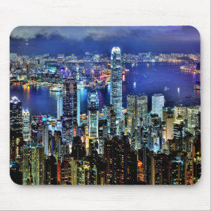 Mousepad Skyline da noite de Hong Kong