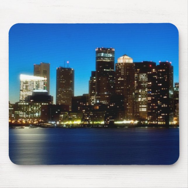 Mousepad Skyline de Boston com lua (Frente)