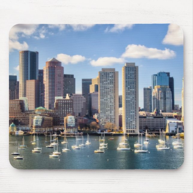 Mousepad Skyline de Boston do beira-rio (Frente)