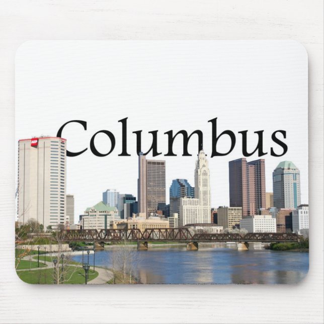 Mousepad Skyline de Columbo Ohio com o Columbo no céu (Frente)
