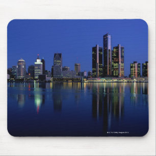 Mousepad Skyline de Detroit na noite