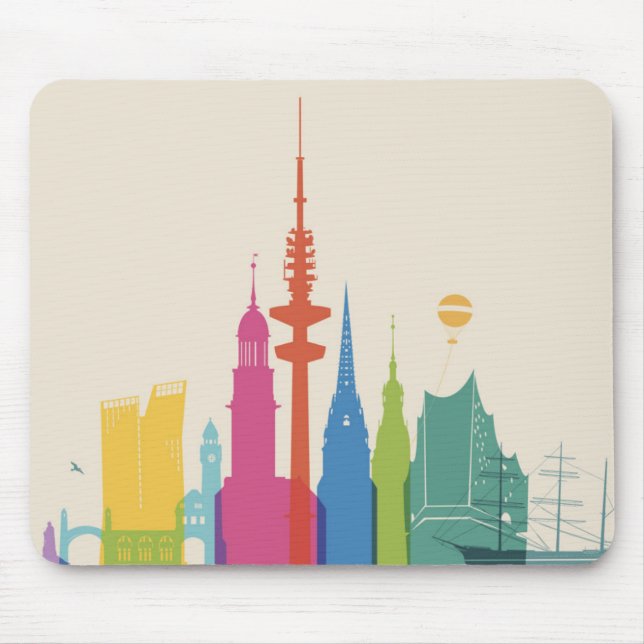 Mousepad Skyline de Hamburgo Alemanha (Frente)