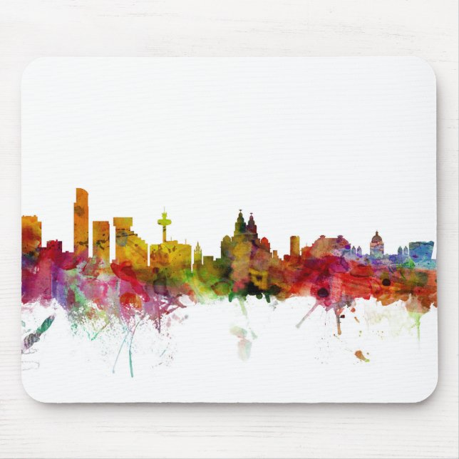 Mousepad Skyline de Liverpool Inglaterra (Frente)