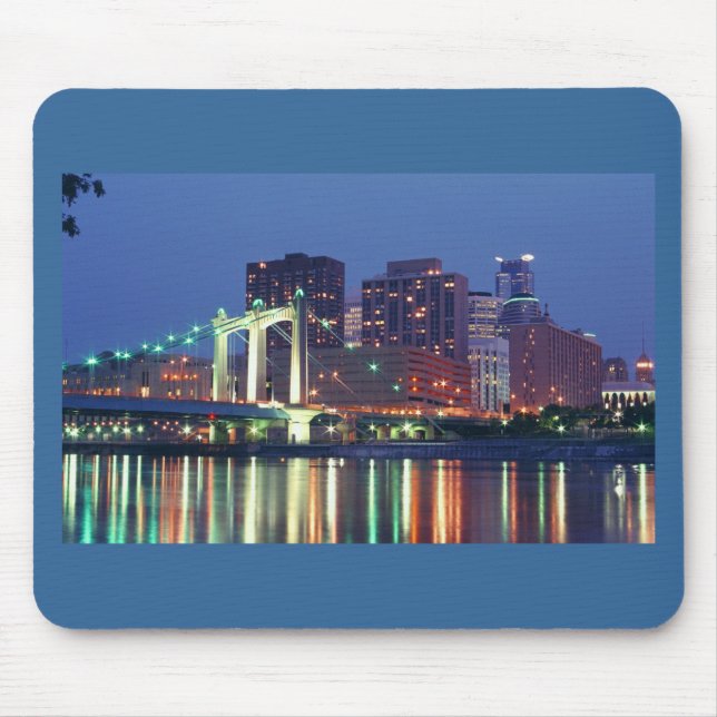 Mousepad Skyline de Minneapolis na noite (Frente)