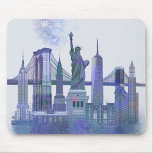 Mousepad Skyline de Nova York - Azul-Cria