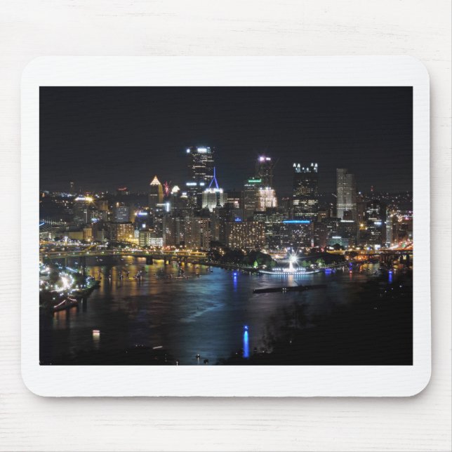 Mousepad Skyline de Pittsburgh na noite (Frente)