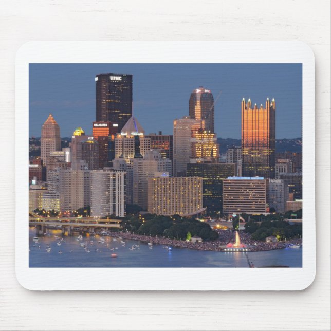 Mousepad Skyline de Pittsburgh no crepúsculo (Frente)