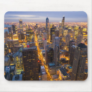 Mousepad Skyline do centro de Chicago no crepúsculo