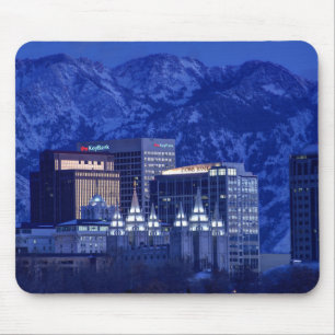 Mousepad Skyline do centro do inverno de Salt Lake City
