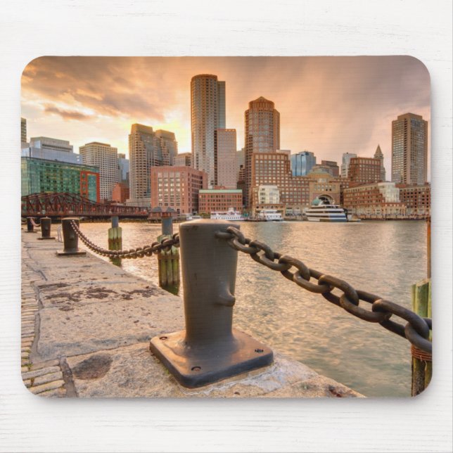 Mousepad Skyline do distrito financeiro de Boston (Frente)