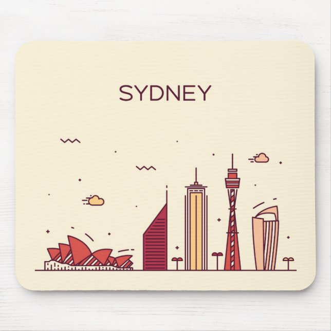Mousepad Skyline do Doodle de Sydney, Austrália | (Frente)