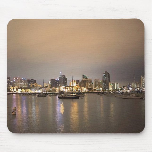 Mousepad Skyline dos veleiros de San Diego da noite (Frente)