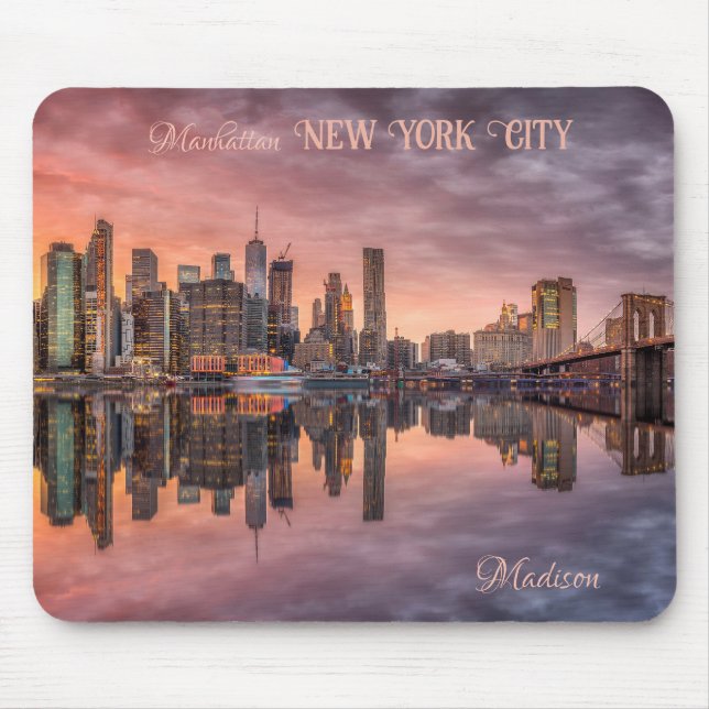 Mousepad Skyline Nova Iorque de Nome Personalizado (Frente)