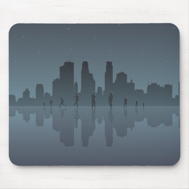 Mousepad Skyline & silhuetas da noite (Frente)