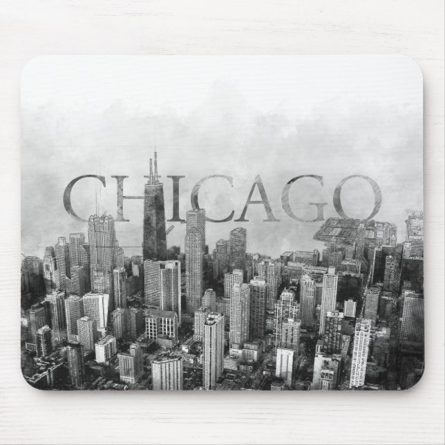 Mousepad Skyline Sketch Chicago (Frente)