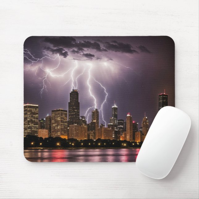 Mousepad Skyscrapers De Chicago Com Relâmpagos (Com mouse)