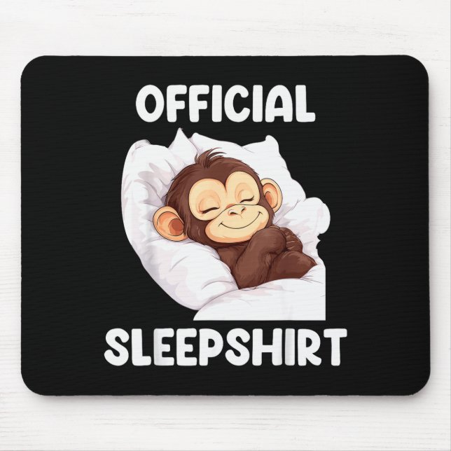 Mousepad Sleepshirt Cute Sleeng Monkey Animal Lover Pajama  (Frente)