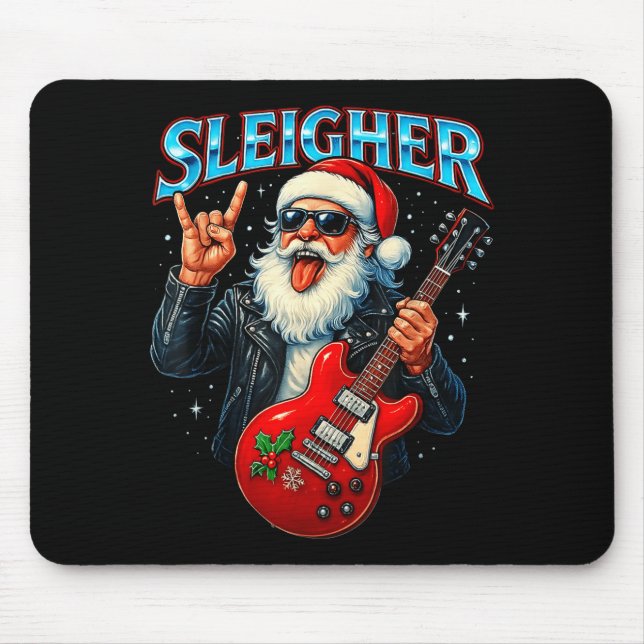 Mousepad Sleigher Rock Santa Funny Metal Christmas Design  (Frente)
