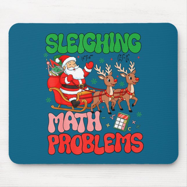 Mousepad Sleighing Math Problems Funny Teacher Christmas Qu (Frente)