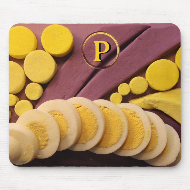 Mousepad Sliced Hard Boiled Egg Yellow Yolk Folk Art (Frente)