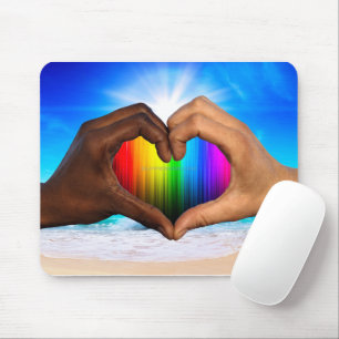 Mousepad SlipperyJoe gradiente de arco-íris vibrante coraçã