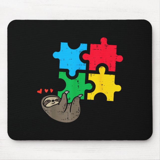 Mousepad Sloth Hanging Puzzle Cute Autism Awareness Men Wom (Frente)
