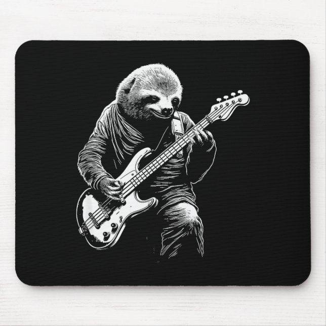 Mousepad Sloth Playing B Guitar Funny B Player Bist Sloth  (Frente)