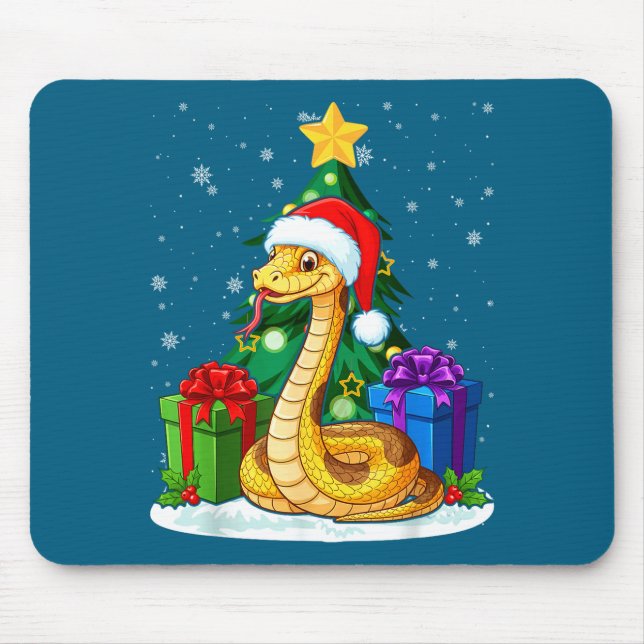 Mousepad Snake Santa Hat Christmas Pajama Cute Animal Snowf (Frente)