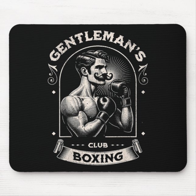 Mousepad #snirt Clube de Boxe Gentleman Retro Com Caixa Mot (Frente)