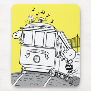 Mousepad Snoopy, Woodstock, & Charlie Brown em um carrinho
