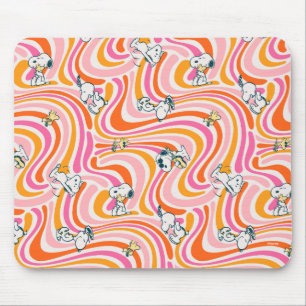 Mousepad Snoopy & Woodstock Groovy Vibes Padrão Laranja