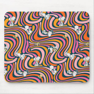 Mousepad Snoopy & Woodstock Groovy Vibes Púrpura Padrão