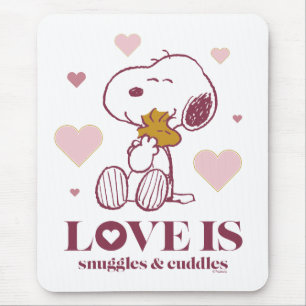 Mousepad Snoopy & Woodstock - O amor é Snuggles e Cuddles
