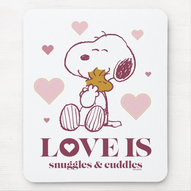 Mousepad Snoopy & Woodstock - O amor é Snuggles e Cuddles (Frente)