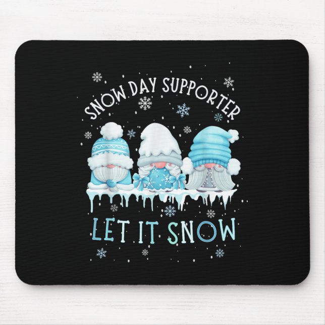 Mousepad Snow Day Suprter Let It Snow Cute Blue Gnome Xmas  (Frente)
