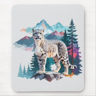 Mousepad Snow Leopard Vetor Art Animal Na Majestosa