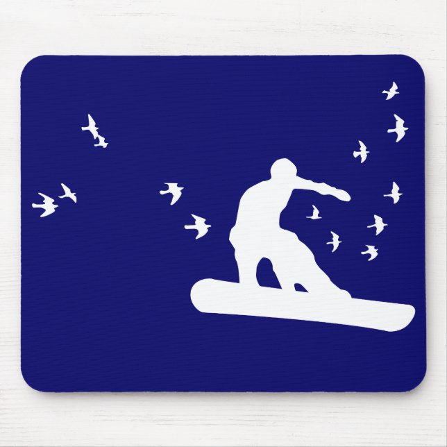 Mousepad Snowboard, conselho com pássaros. (Frente)