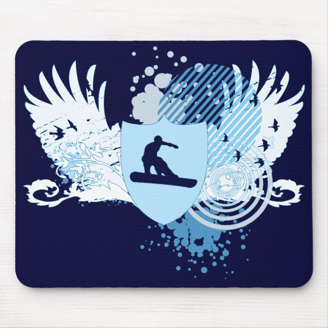 Mousepad snowboard de alta fidelidade. rastreado em azul. (Frente)