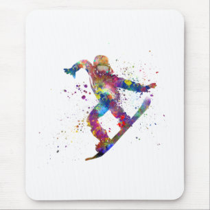 Mousepad Snowboard em aquarela