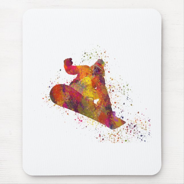 Mousepad snowboard em aquarela (Frente)