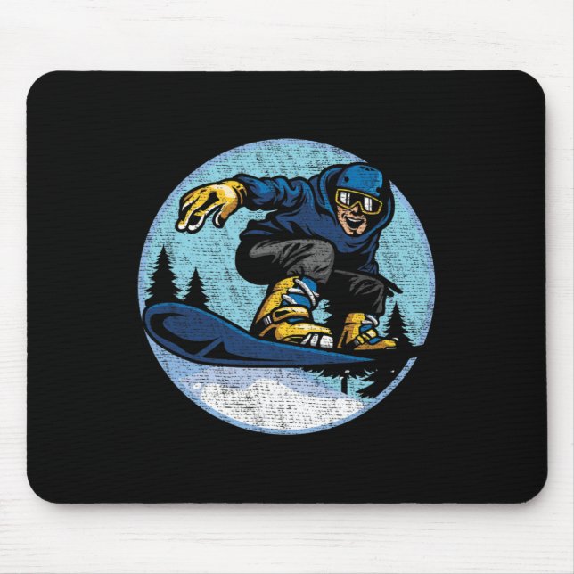 Mousepad Snowboard Jump Snow Mountain Winter Sports Snowbod (Frente)