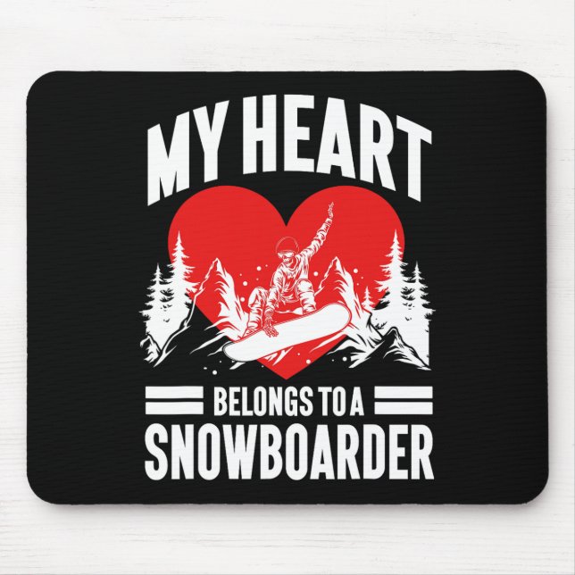 Mousepad Snowboard Snowboard Namorada Esposa Meu Coração (Frente)