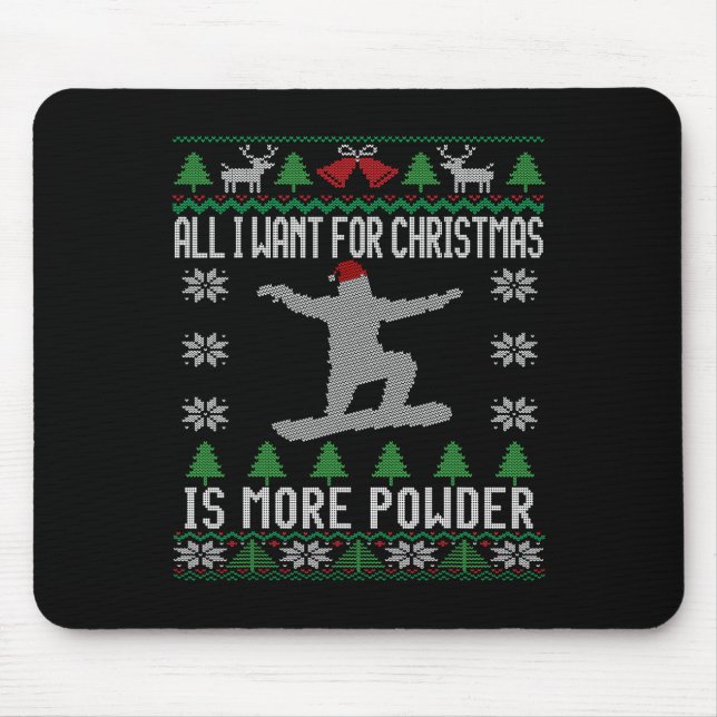 Mousepad Snowboard Ugly Christmas Snowboard Gift Snowboa (Frente)